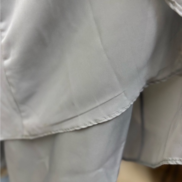 David’s Bridal Gray Empire Strapless Beaded Bodice Chiffon Gown Size 10 - Picture 10 of 12